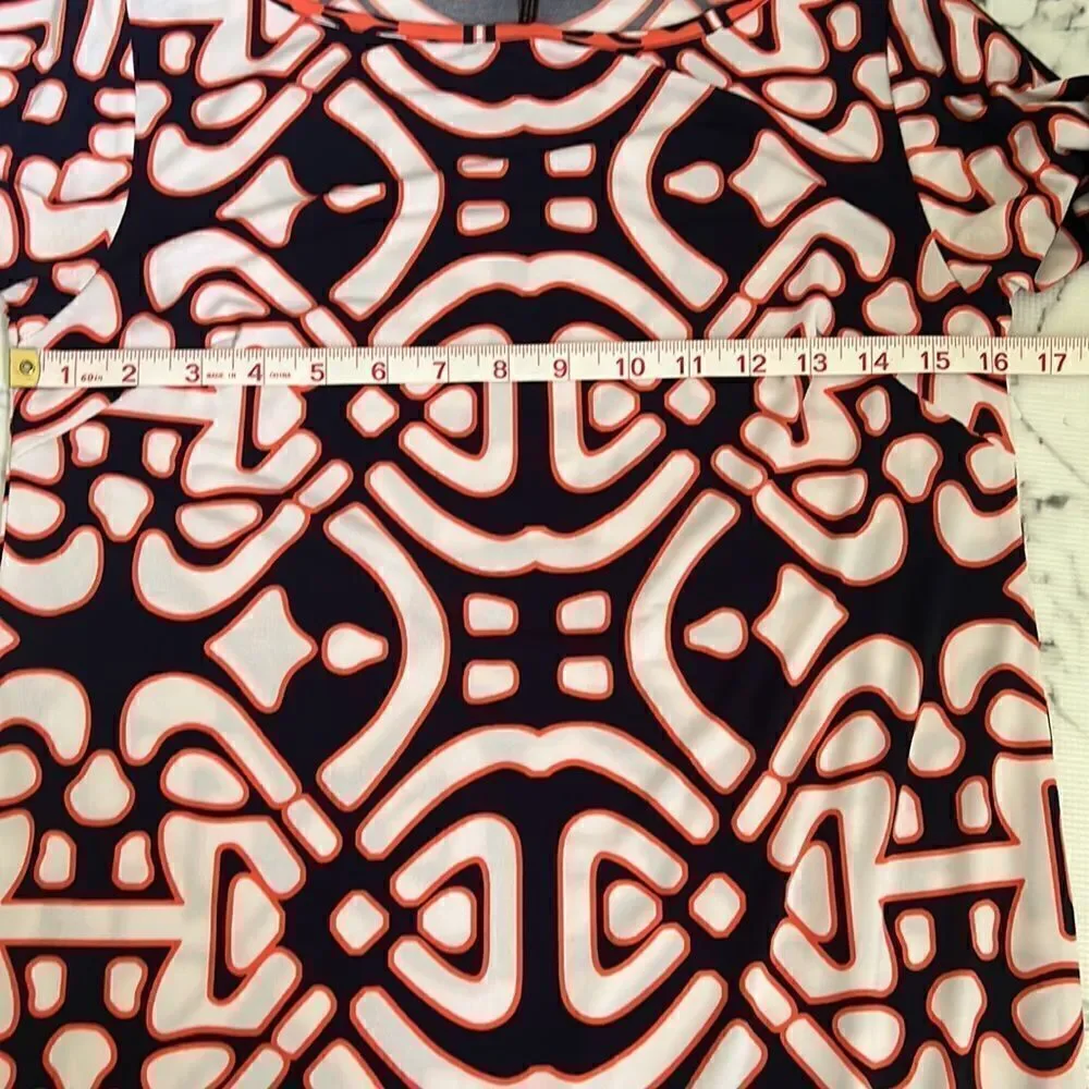 Laundry by Design Orange and Blue Geometric Dress Size 2 - Picture 6 of 7